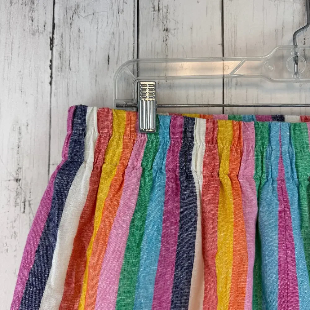 J. Crew Rainbow Stripe Linen Pull-on Knee-Length Skirt Pockets AO793 Size Large - Picture 7 of 15